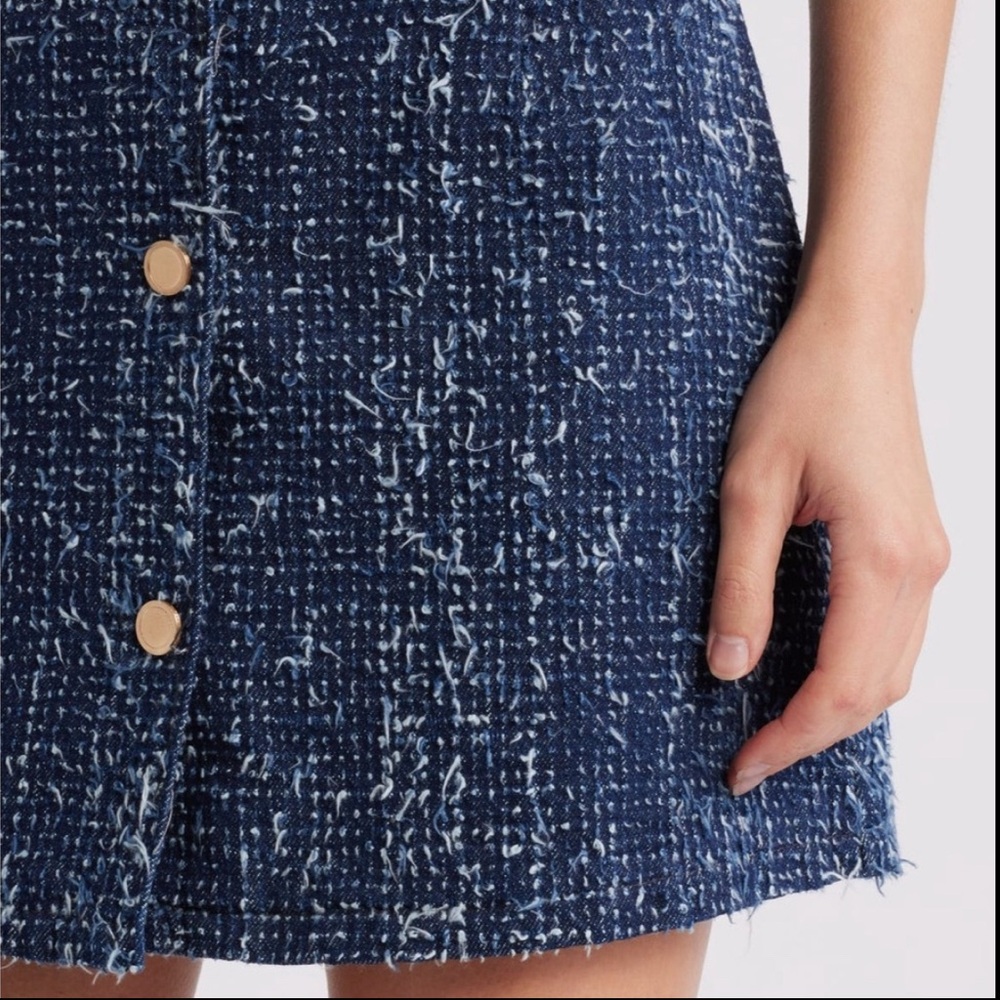 Frame Denim Navy Tweed Mini Skirt